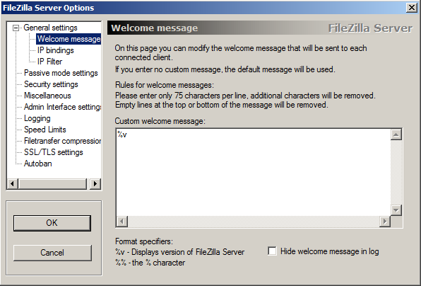 filezilla ftp server configuration